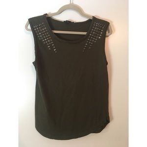 🚫SOLD Army Green Studded Tank Size S Forever 21